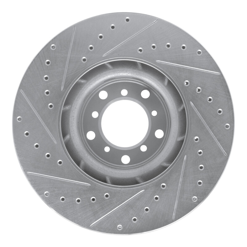 BMW M5 Brake Rotor (1) - Left Front - R1 Concepts - Drilled & Slotted - Silver - `00-`03